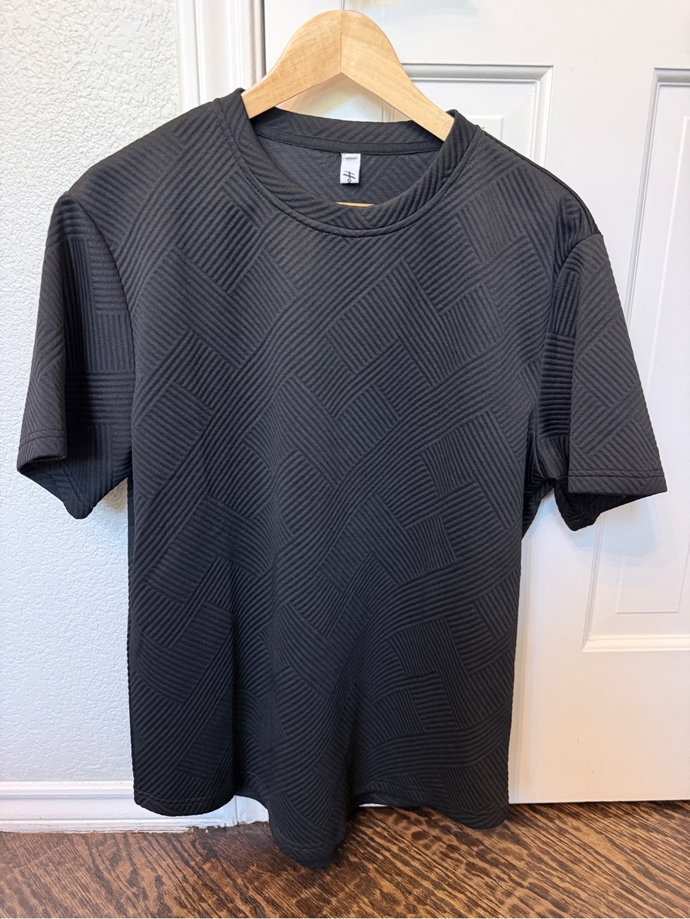 Men's Textured Crew Neck T-Shirt - Black